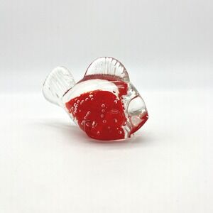 Red Glass Fish Figurine Paperweight Art Glass Blown Glass Nautical Decor‎